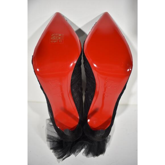 Christian Louboutin Libellibooty 100 Black Mesh Tulle Ankle Boot Heel Pump 42 - Picture 12 of 12